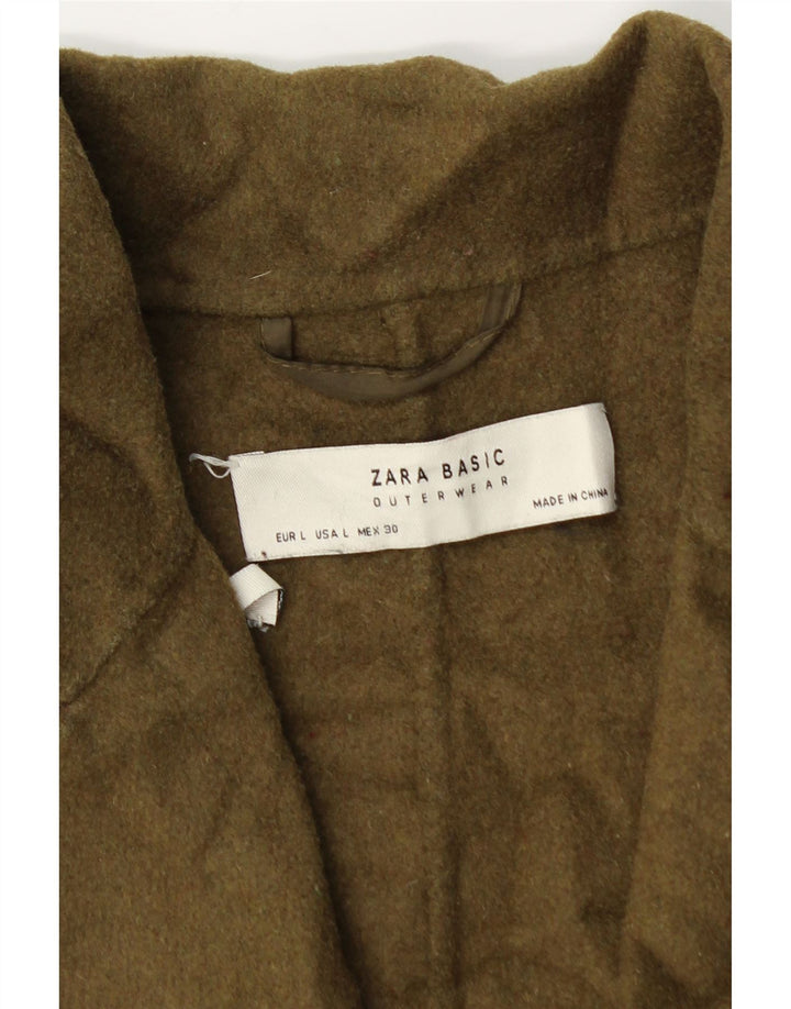Zara Womens Oversize Overcoat UK 16 Large Kaki Laine