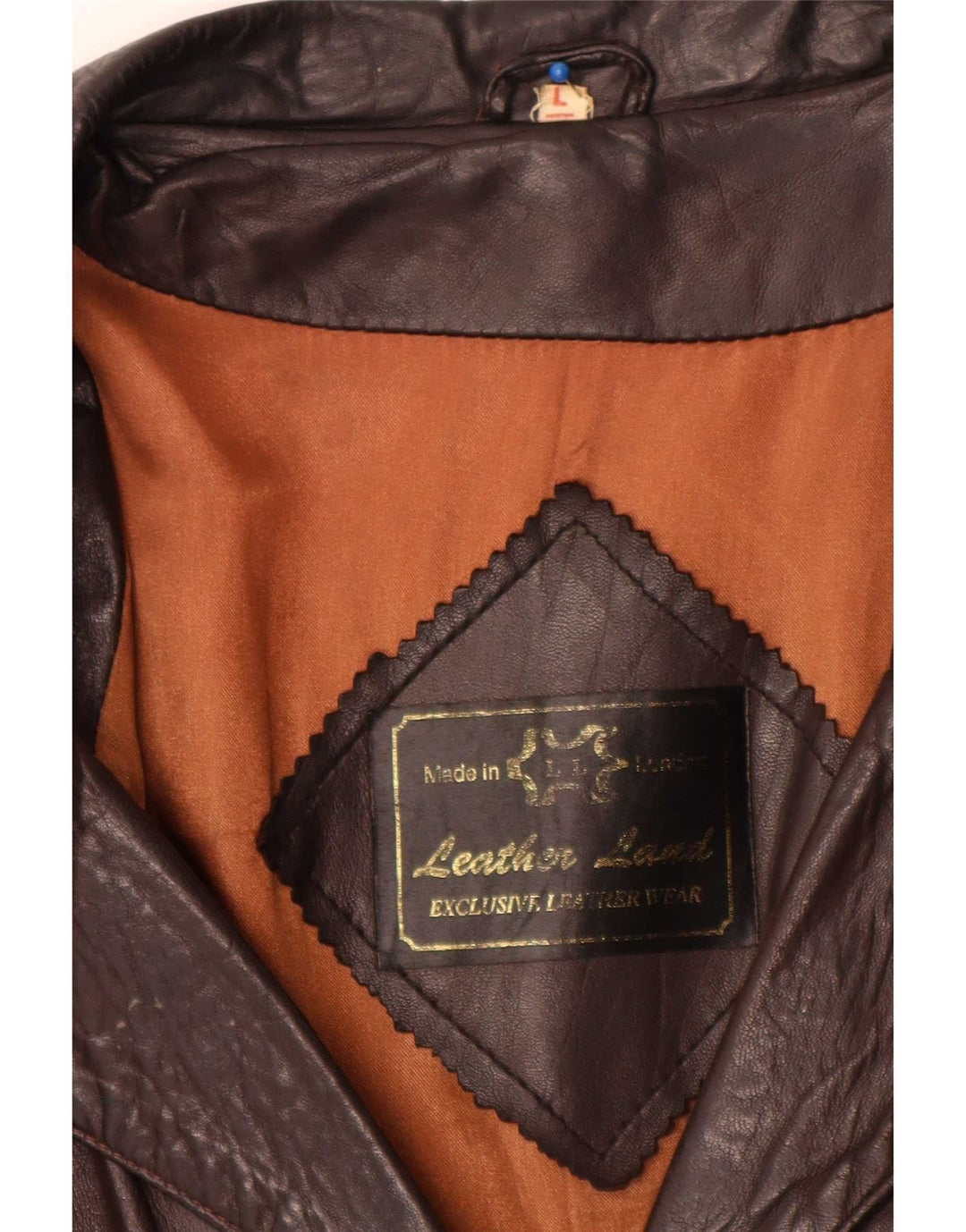 manteau en cuir femme vintage UK 14 Grand Marron