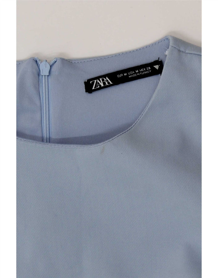 Zara Combishort Femme UK 12 Bleu Moyen Polyester