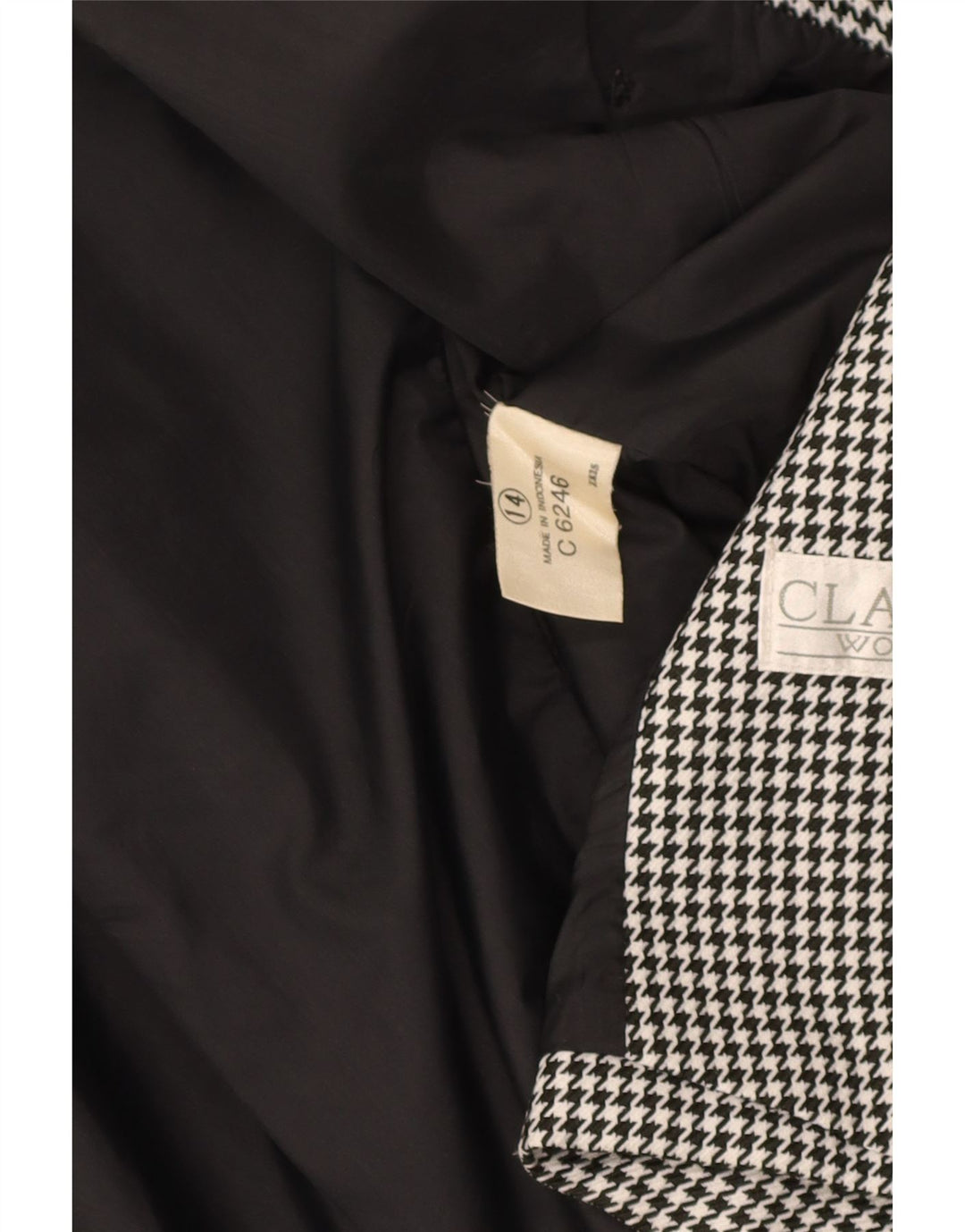 CLASSIC Veste blazer double boutonnage pour femme UK 14 Grand pied-de-poule noir