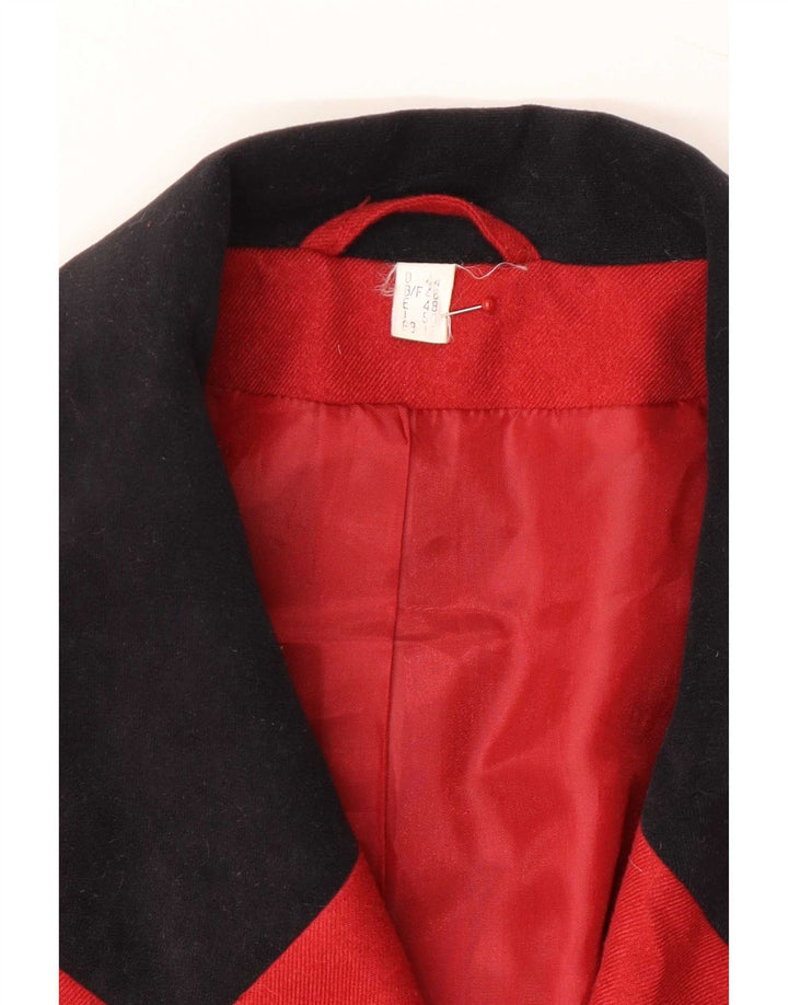 Vintage Veste blazer surdimensionnée à double boutonnage pour femme UK 18 XL Laine rouge