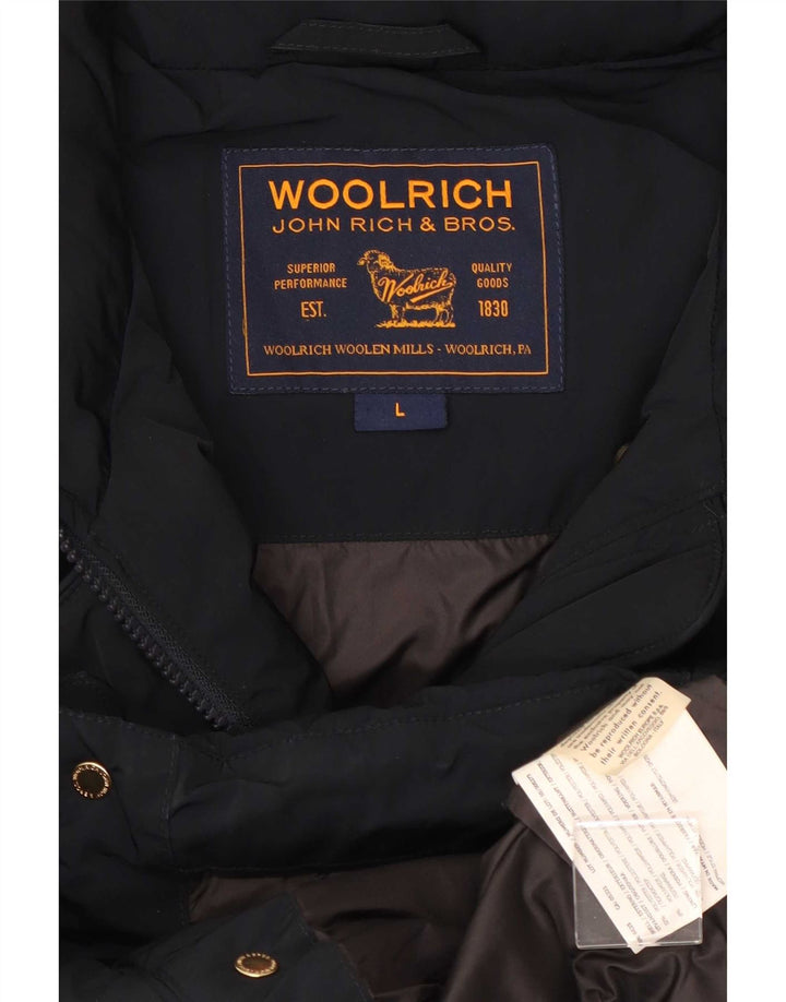 Woolrich Manteau Rembourré Femme UK 16 Large Bleu Marine Polyester