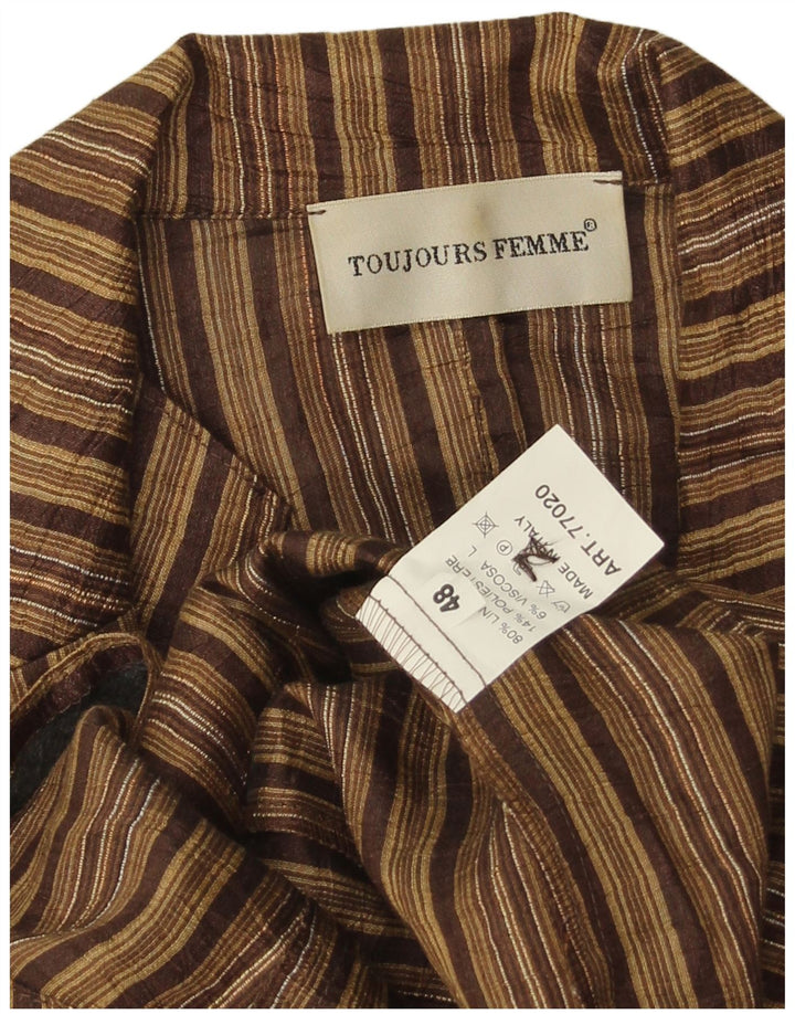 Toujours Veste Blazer 2 Boutons Femme IT 48 XL Lin Rayé Marron
