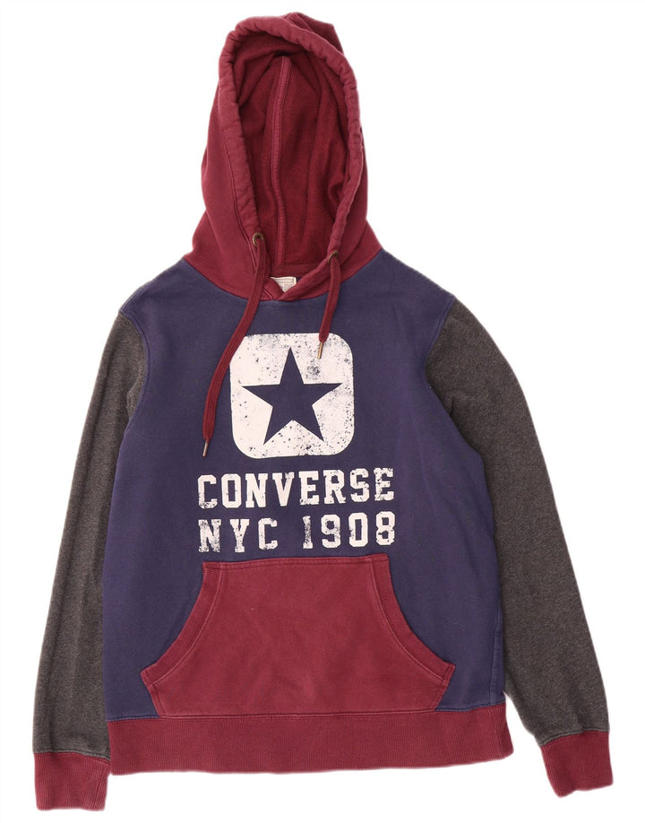 Converse Pull à capuche graphique en coton color block multicolore moyen pour homme