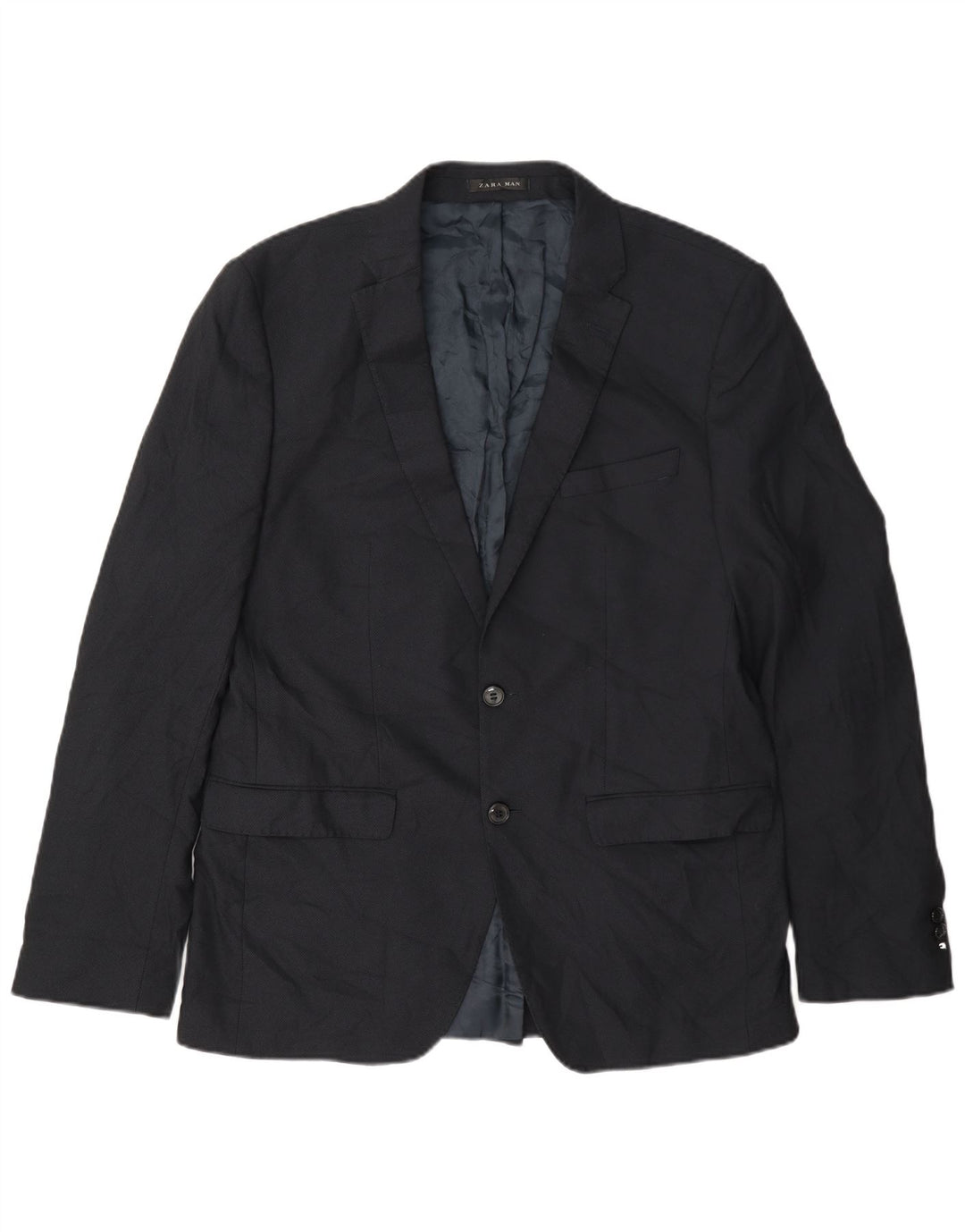 Zara Veste Blazer 2 Boutons Homme EU 52 Large Bleu Marine