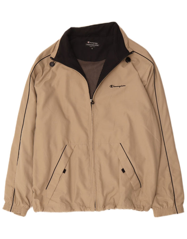 Champion Mens Tracksuit Top Jacket Medium Beige Polyester