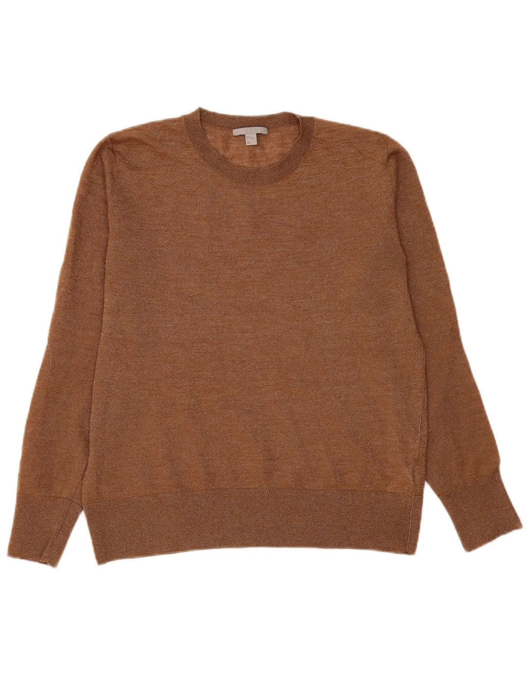Cos Pull à col rond pour femme UK 14 Laine mouchetée marron moyen