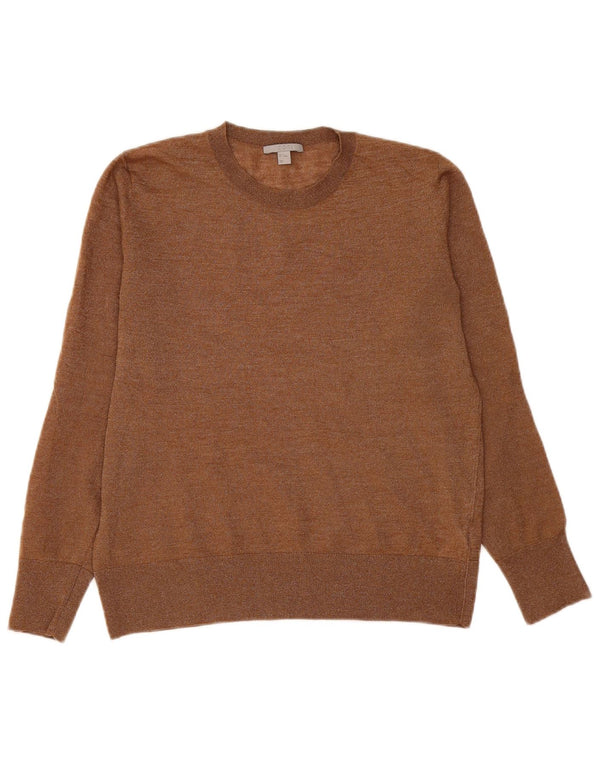 Cos Pull à col rond pour femme UK 14 Laine mouchetée marron moyen