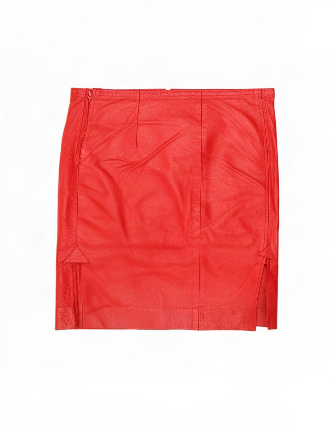 jupe en cuir femme vintage Grande W32 Rouge