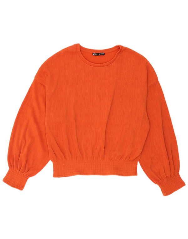 Zara Femme Chemisier Oversize Top UK 10 Petit Orange Polyester