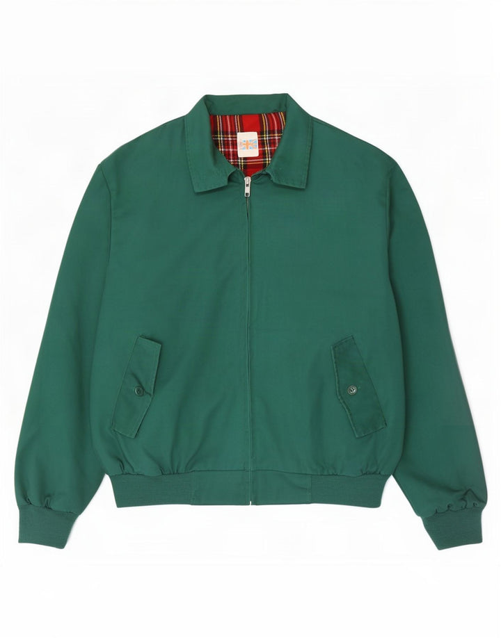 vintage Mens Bomber Jacket UK 40 Grand Polyester Vert