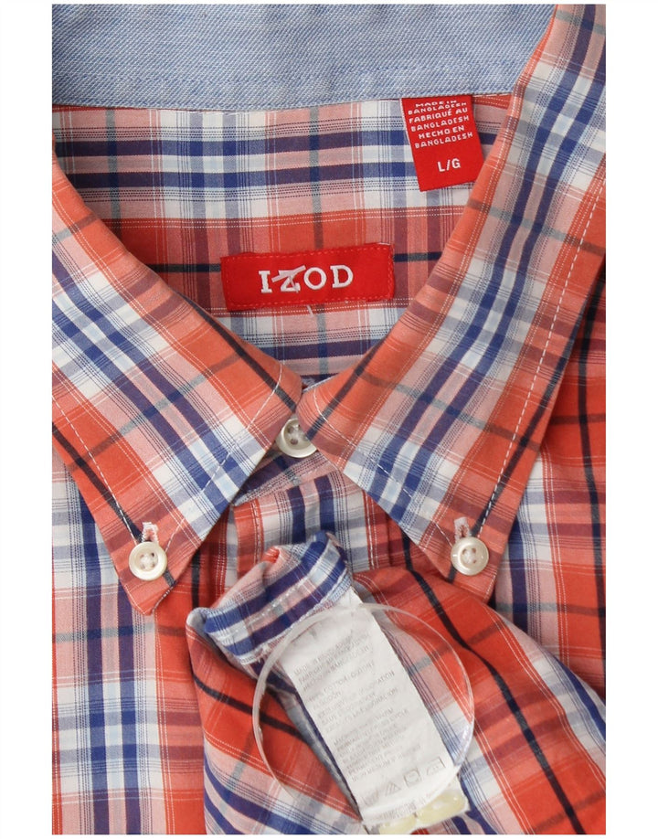 Izod Chemise Homme Grand Carreau Orange Coton