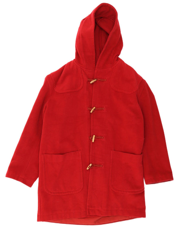 Sisley Duffle-coat surdimensionné à capuche pour femme UK 16 Large Rouge Laine