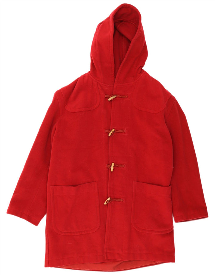 Sisley Duffle-coat surdimensionné à capuche pour femme UK 16 Large Rouge Laine