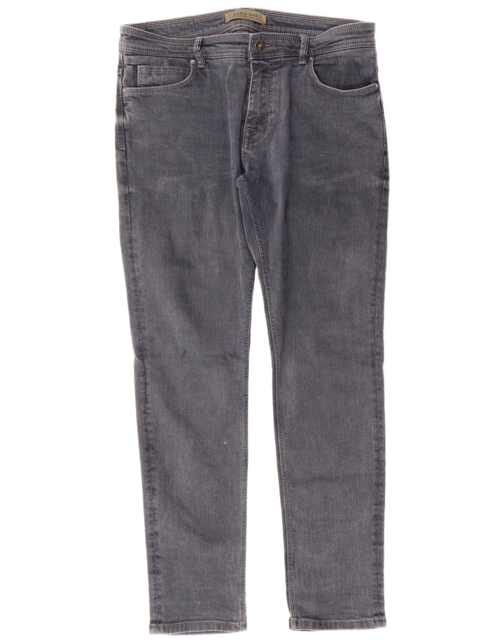 ZARA Jean Slim Homme EU 44 Large W34 L30 Bleu Coton