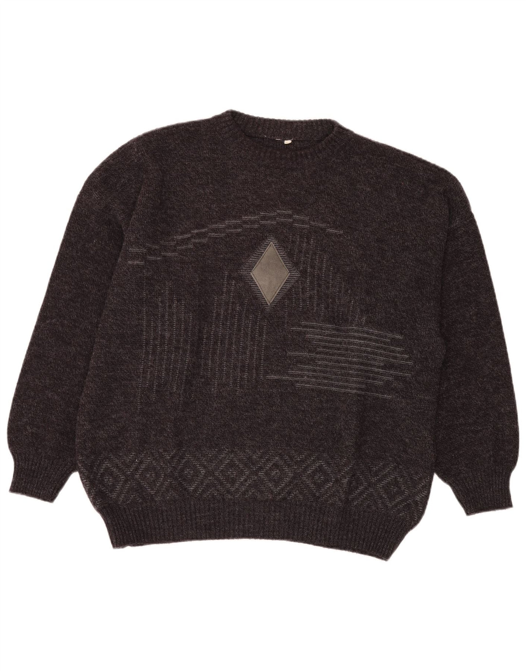 VINTAGE Pull ras du cou pour homme IT 54 XL Gris Fair Isle Wool