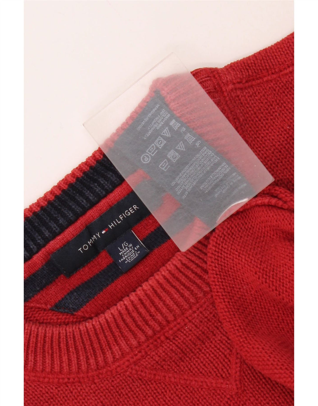Tommy Hilfiger Pull à col rond pour homme en coton rouge Large