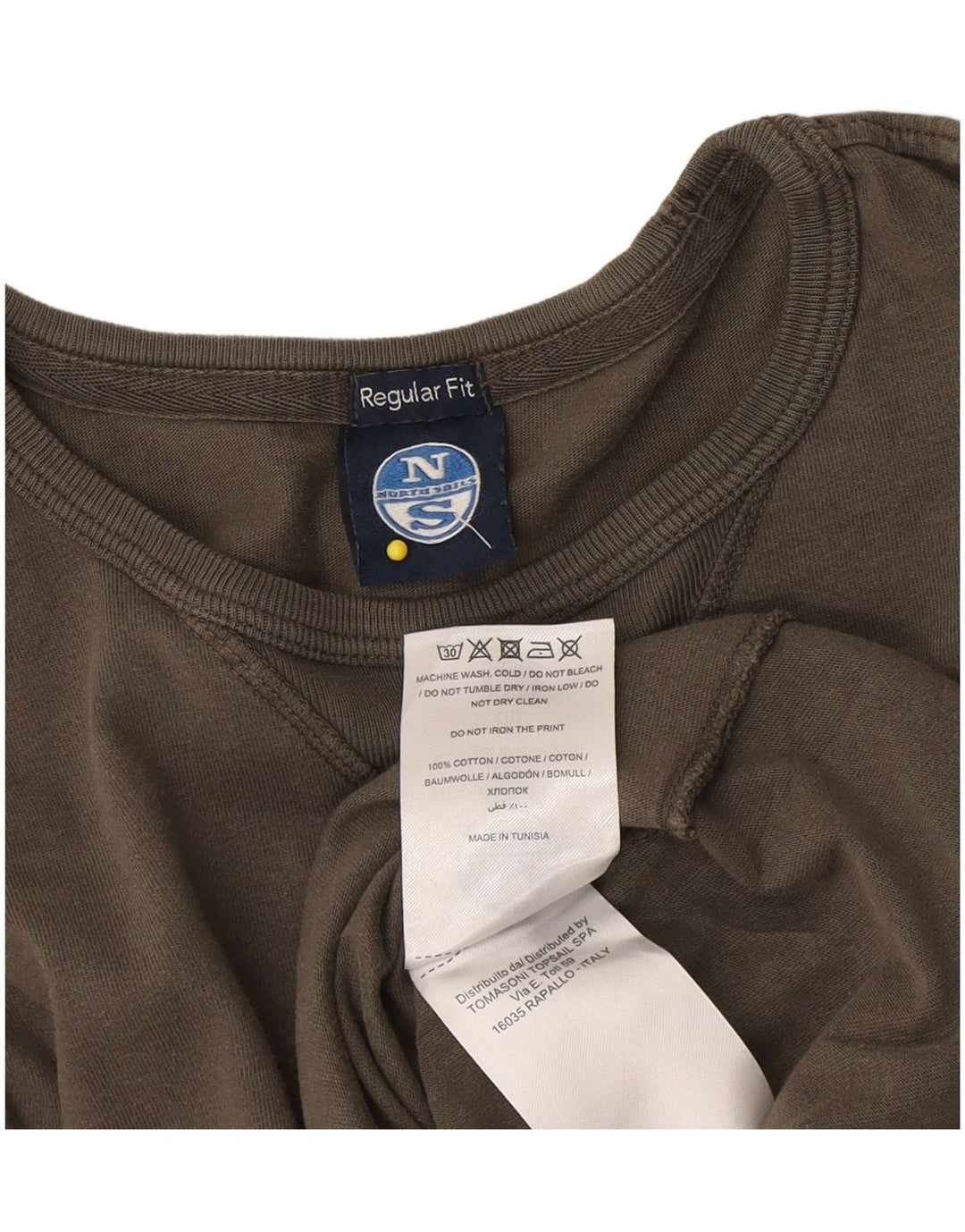 North Sails Haut graphique à manches longues pour homme, coupe régulière, en coton kaki moyen