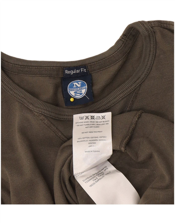 North Sails Haut graphique à manches longues pour homme, coupe régulière, en coton kaki moyen