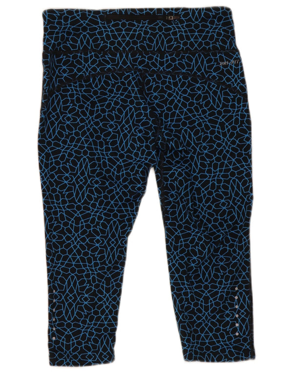 Nike Legging Capri Dri Fit pour Femme UK 6 XS Bleu Marine Géométrique Polyester