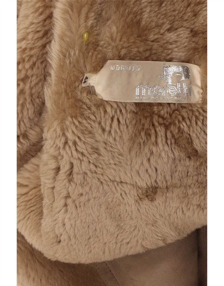 vintage Femme Loose Fit Shearling Coat IT 44 Moyen Brun Classique