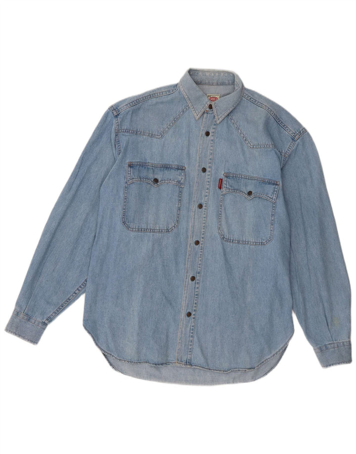Cassuci Chemise en Jean Petit Bleu Coton Homme