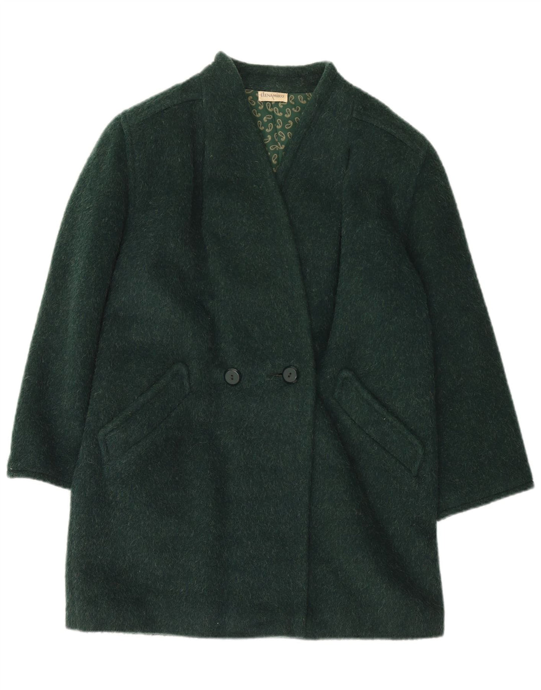 ELENA MIRO Manteau croisé pour femme UK 14 Grande laine verte