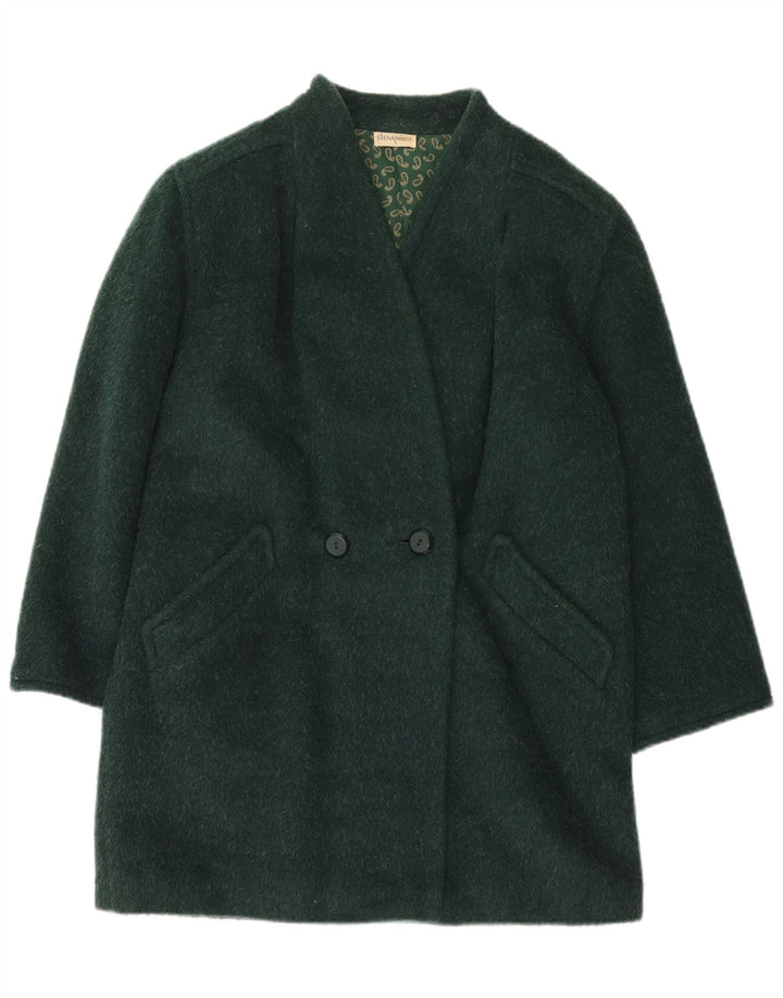 ELENA MIRO Manteau croisé pour femme UK 14 Grande laine verte