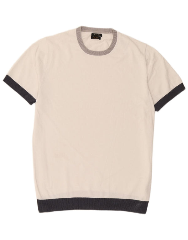 Massimo Dutti Pull à col rond pour homme Large Blanc Colorblock