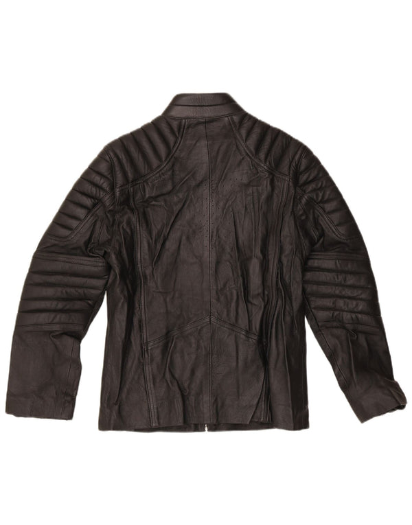 vintage Mens Superman Graphic Moto Racer Jacket UK 40 Grand Biker Noir