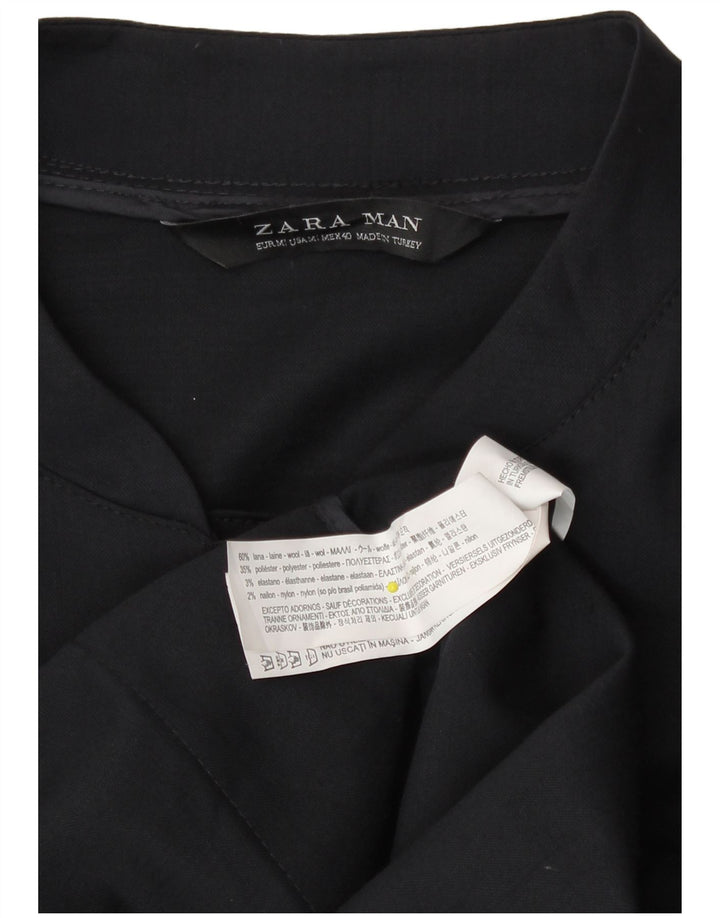 Zara Veste Bomber Homme UK 38 Laine Bleu Marine Moyenne