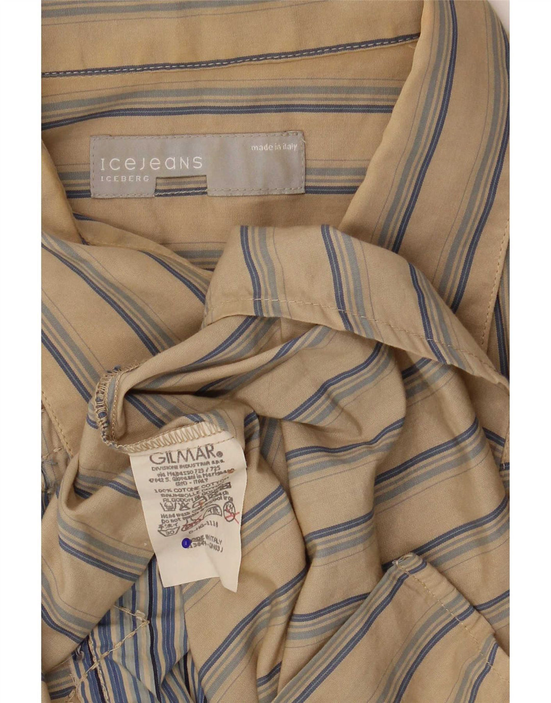 Chemise Homme Iceberg Coton Rayé Beige Moyen