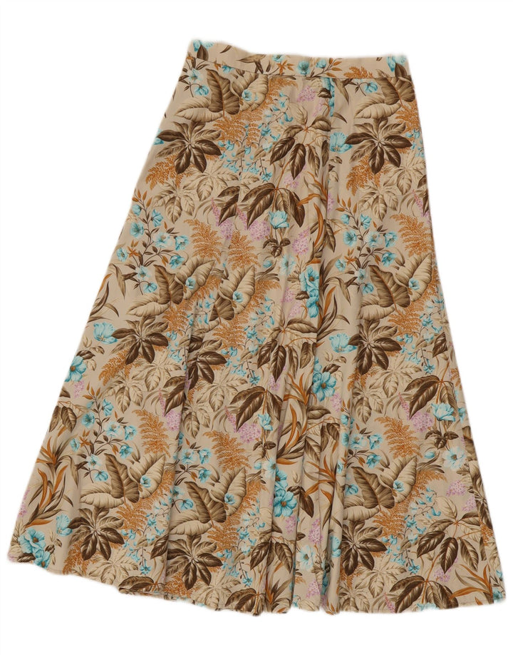 VINTAGE Jupe évasée femme IT 42 Medium W28 Beige Floral