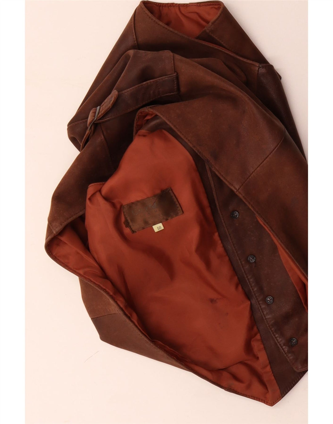 VINTAGE Gilet en Cuir Homme IT 56 2XL Marron