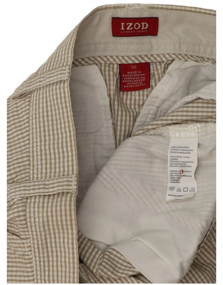 IZOD Short Chino Homme W32 Coton Vichy Beige Moyen