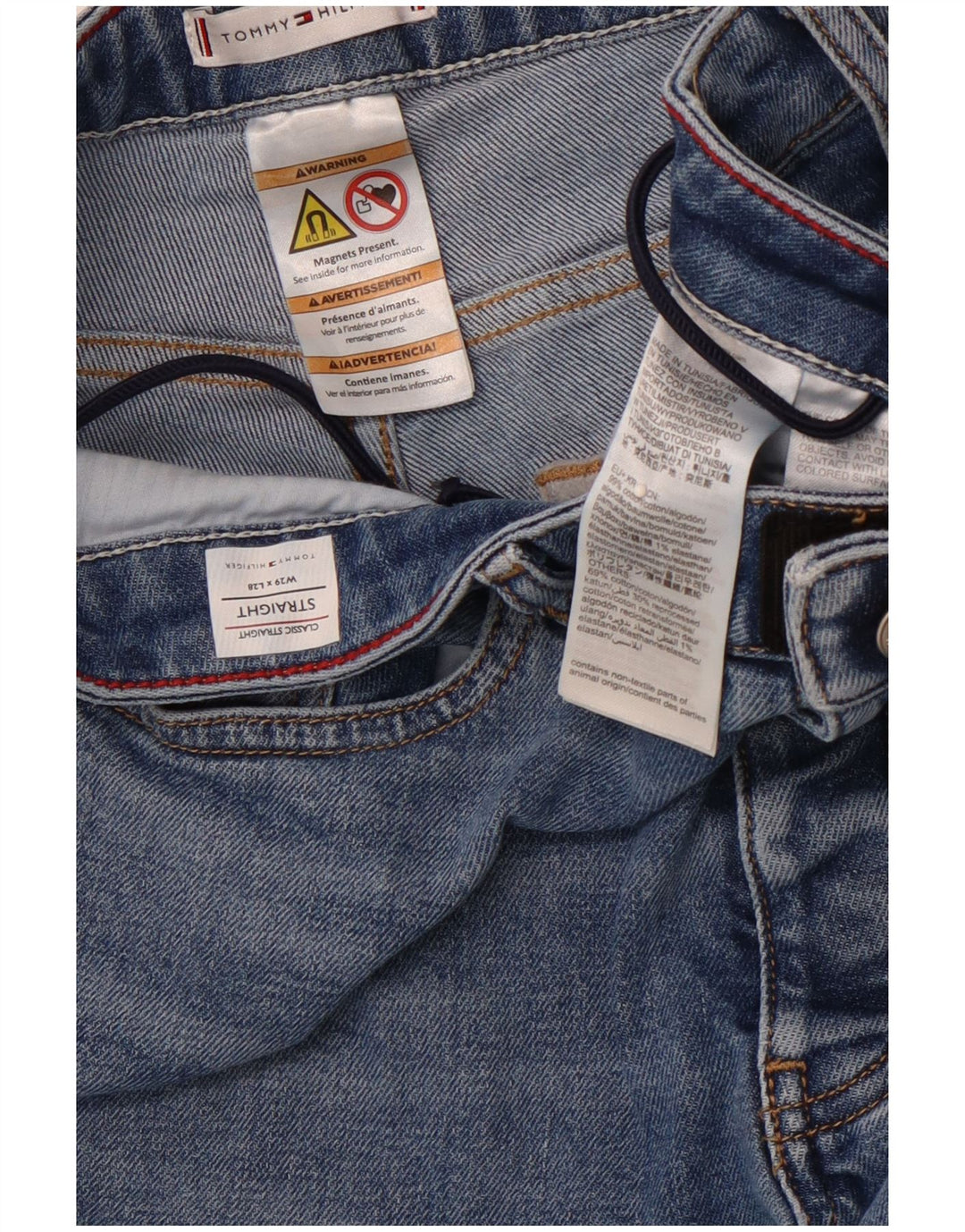 TOMMY HILFIGER Jean droit coupe classique pour fille 15-16 ans W29 L28 Bleu