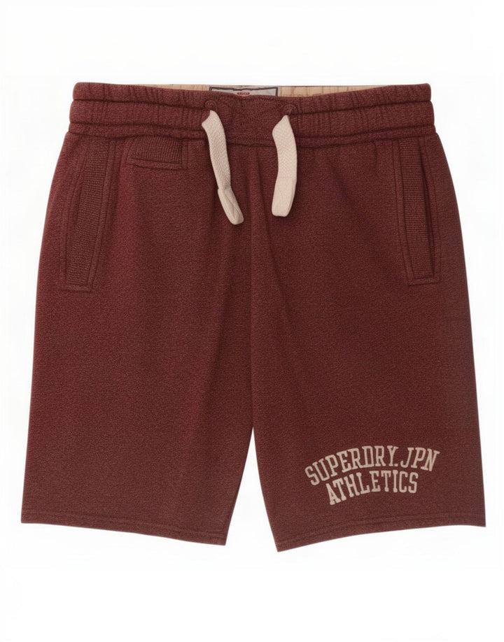 Superdry Short de Sport Graphique Homme Marron Moyen Polyester