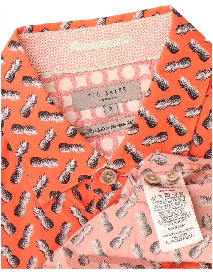 Ted Baker Chemise à manches courtes à motif abstrait pour homme Taille 3 Orange moyen