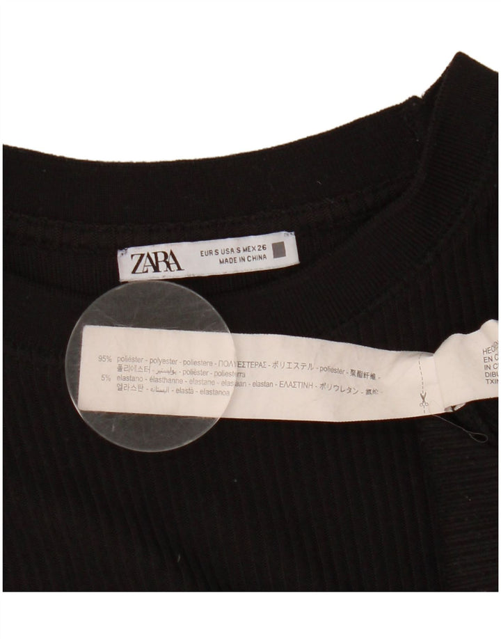 Zara Femme Top Manches Longues UK 10 Petit Noir Polyester
