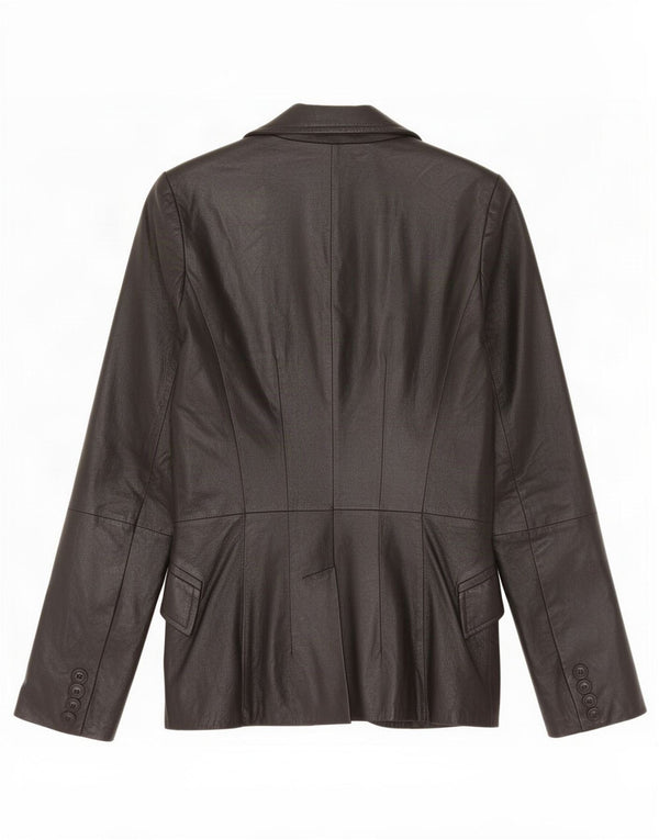 Zara Veste blazer en cuir à 2 boutons pour femme UK 10 Small Noir