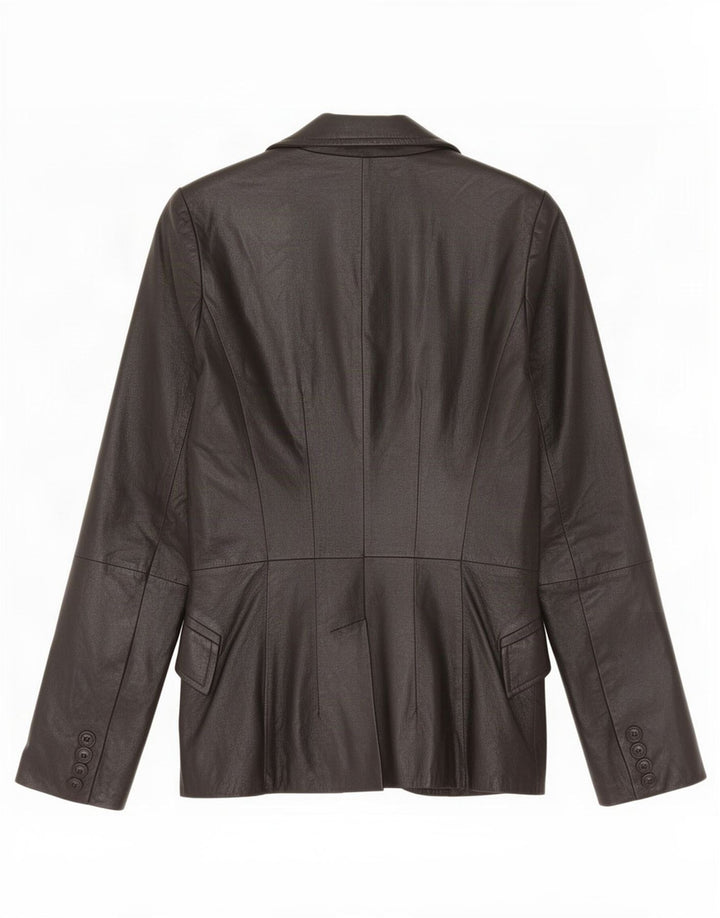 Zara Veste blazer en cuir à 2 boutons pour femme UK 10 Small Noir