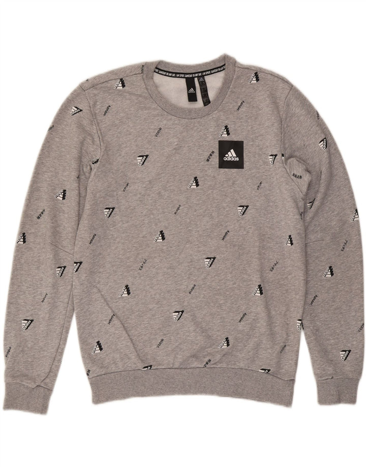 ADIDAS Sweat-Shirt Graphique Homme Gris Moyen Coton