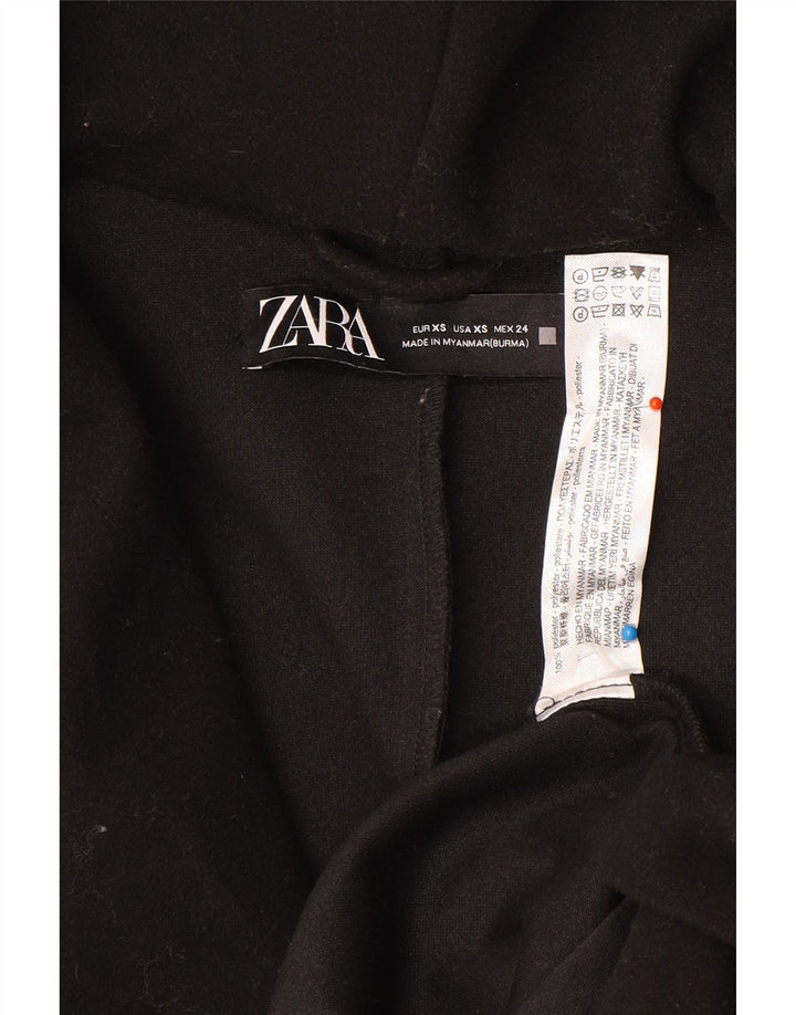 Zara Manteau surdimensionné à capuche pour femme UK 6 XS Noir Polyester