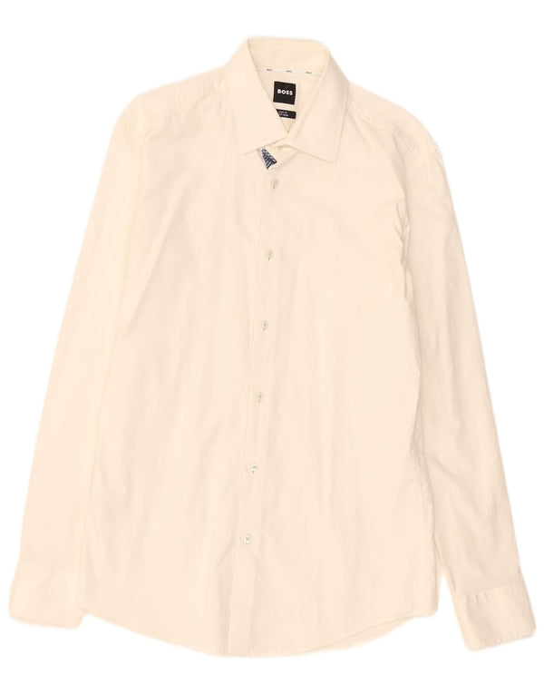 Hugo Boss Chemise slim fit pour homme Taille 40 15 3/4 Coton blanc moyen
