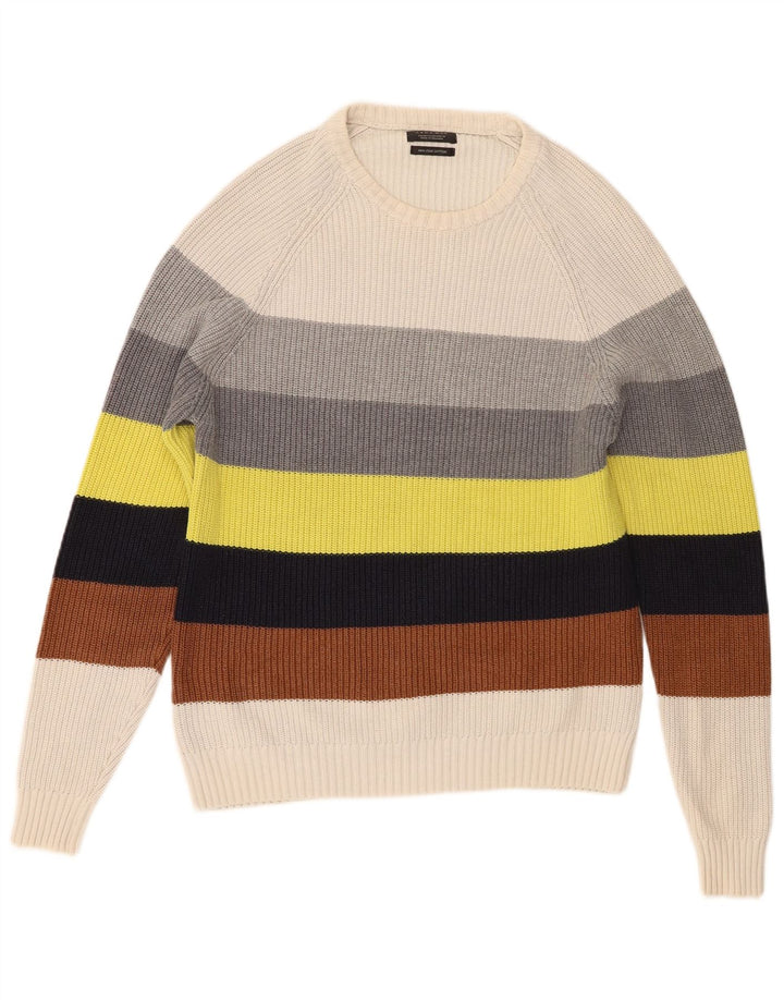 Zara Pull à col rond en coton rayé multicolore moyen pour homme