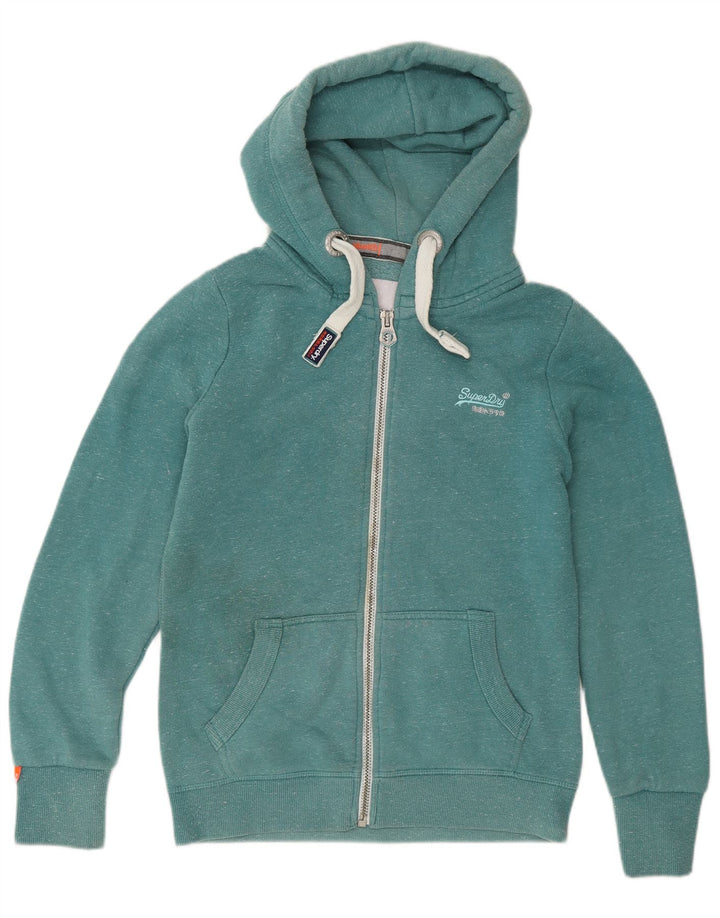 Superdry Pull à capuche zippé en coton moucheté vert moyen |