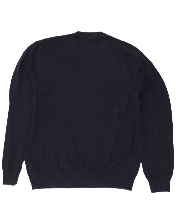 MARKS & SPENCER Pull graphique à col rond pour homme, grand, bleu marine