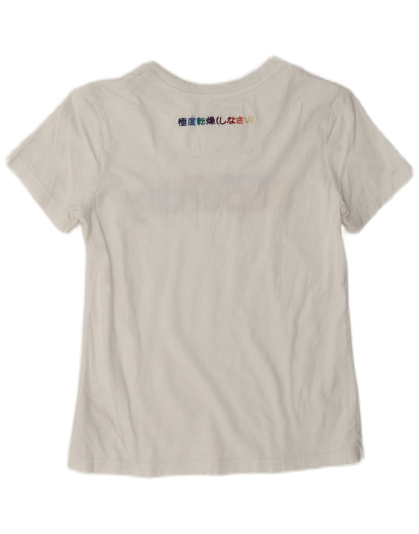 Superdry T-shirt graphique pour femme UK 8 Small Blanc Coton