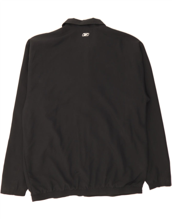 REEBOK Mens Graphic Tracksuit Top Jacket 2XL Black Polyester Vintage Reebok and Second-Hand Reebok from Messina Hembry 