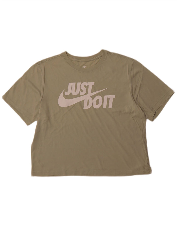 NIKE T-shirt court graphique pour femme UK 14 Vert moyen